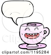 Cartoon Of A Teacup Speaking Royalty Free Vector Illustration by lineartestpilot