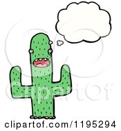 Cartoon Of A Saguaro Cactus Thinking Royalty Free Vector Illustration