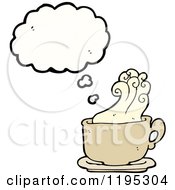Cartoon Of A Coffee Cup Thinking Royalty Free Vector Illustration