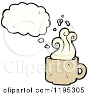 Cartoon Of A Coffee Cup Thinking Royalty Free Vector Illustration