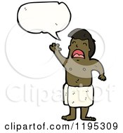 Cartoon Of A Black Man In A Towel Speaking Royalty Free Vector Illustration by lineartestpilot
