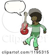 Cartoon Of A Black Man With A Guitar Speaking Royalty Free Vector Illustration