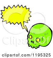 Cartoon Of A Green Skull Speaking Royalty Free Vector Illustration
