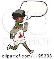 Cartoon Of A Black Athlete Speaking Royalty Free Vector Illustration by lineartestpilot