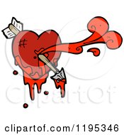 Cartoon Of A Bloody Broken Heart With An Arrow Royalty Free Vector Illustration