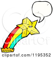 Cartoon Of A Star With A Rainbow Speaking Royalty Free Vector Illustration