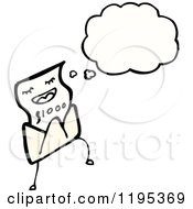 Cartoon Of A Bill In An Envelope Thinking Royalty Free Vector Illustration