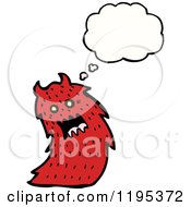 Cartoon Of A Horned Monster Thinking Royalty Free Vector Illustration
