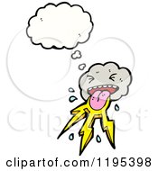 Cartoon Of A Cloud With Lightning Thinking Royalty Free Vector Illustration