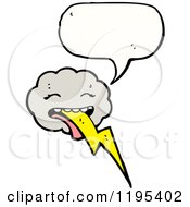 Cartoon Of A Cloud With A Lightning Bolt Speaking Royalty Free Vector Illustration