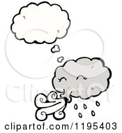 Cartoon Of A Blowing Cloud Thinking Royalty Free Vector Illustration by lineartestpilot