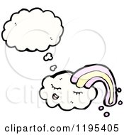 Cartoon Of A Cloud With A Rainbow Thinking Royalty Free Vector Illustration by lineartestpilot