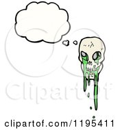 Cartoon Of A Skull With Slime Thinking Royalty Free Vector Illustration