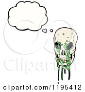 Cartoon Of A Skull With Slime Thinking Royalty Free Vector Illustration