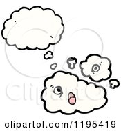 Cartoon Of A Disjointed Cloud Thinking Royalty Free Vector Illustration