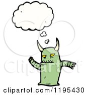 Cartoon Of A Horned Monster Thinking Royalty Free Vector Illustration