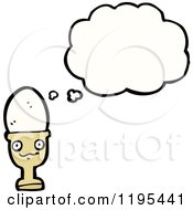 Cartoon Of An Egg In An Egg Cup Thinking Royalty Free Vector Illustration by lineartestpilot