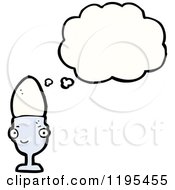 Cartoon Of An Egg In An Egg Cup Thinking Royalty Free Vector Illustration