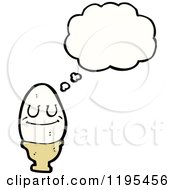 Cartoon Of An Egg In An Egg Cup Thinking Royalty Free Vector Illustration by lineartestpilot
