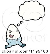 Cartoon Of An Egg In An Egg Cup Thinking Royalty Free Vector Illustration