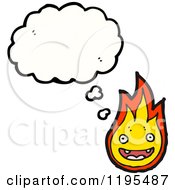 Cartoon Of A Flame Thinking Royalty Free Vector Illustration
