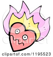 Cartoon Of A Flaming Heart Royalty Free Vector Illustration
