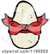 Cartoon Of An Egg Wrapped In A Bow Royalty Free Vector Illustration by lineartestpilot