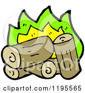 Cartoon Of A Burning Log Royalty Free Vector Illustration by lineartestpilot