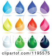 Cartoon Of Colorful Water Drop Icons With Shadows Royalty Free Vector Clipart