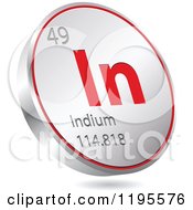Poster, Art Print Of 3d Floating Round Red And Silver Indium Chemical Element Icon