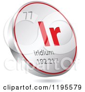 Poster, Art Print Of 3d Floating Round Red And Silver Iridium Chemical Element Icon