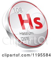 Poster, Art Print Of 3d Floating Round Red And Silver Hassium Chemical Element Icon