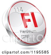 Poster, Art Print Of 3d Floating Round Red And Silver Flerovium Chemical Element Icon