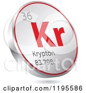 Poster, Art Print Of 3d Floating Round Red And Silver Krypton Chemical Element Icon
