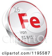 Poster, Art Print Of 3d Floating Round Red And Silver Iron Chemical Element Icon