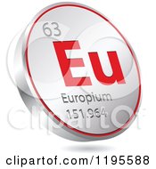 Poster, Art Print Of 3d Floating Round Red And Silver Europium Chemical Element Icon