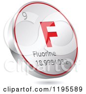 Poster, Art Print Of 3d Floating Round Red And Silver Flourine Chemical Element Icon