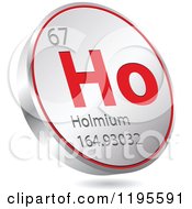 Poster, Art Print Of 3d Floating Round Red And Silver Holmium Chemical Element Icon