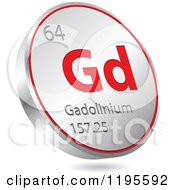 Poster, Art Print Of 3d Floating Round Red And Silver Gadoliuium Chemical Element Icon