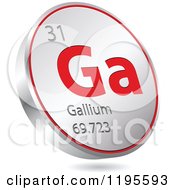 Poster, Art Print Of 3d Floating Round Red And Silver Gallium Chemical Element Icon