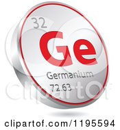 Poster, Art Print Of 3d Floating Round Red And Silver Germanium Chemical Element Icon