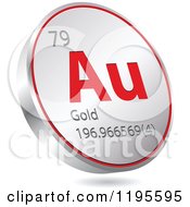 Poster, Art Print Of 3d Floating Round Red And Silver Gold Chemical Element Icon