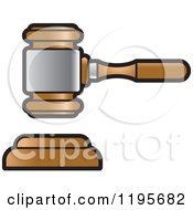 Clipart Of A Silver And Wooden Gavel Royalty Free Vector Illustration