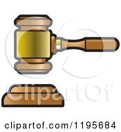 Clipart Of A Gold And Wooden Gavel Royalty Free Vector Illustration