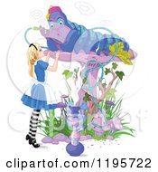 Poster, Art Print Of Alice In Wonderland Looking Up At The Caterpillar Smoking On A Mushroom