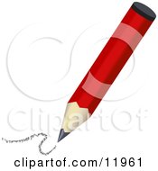 Red Pencil Drawing Clipart Illustration