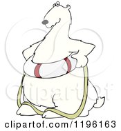 Cartoon Of A Poar Bear Wearing A Life Preserver Buoy Royalty Free Vector Clipart