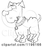 Cartoon Of An Outlined Happy Dog Grinning Royalty Free Vector Clipart