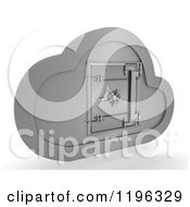 Clipart Of A 3d Silver Computing Cloud With A Safe Royalty Free CGI Illustration