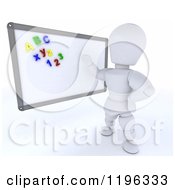 Poster, Art Print Of 3d White Character Teacher With Magnets On A White Board